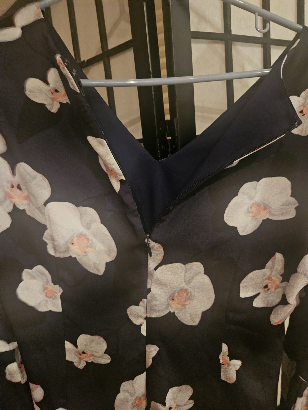 Banana Republic Navy Dress with White Floral Print